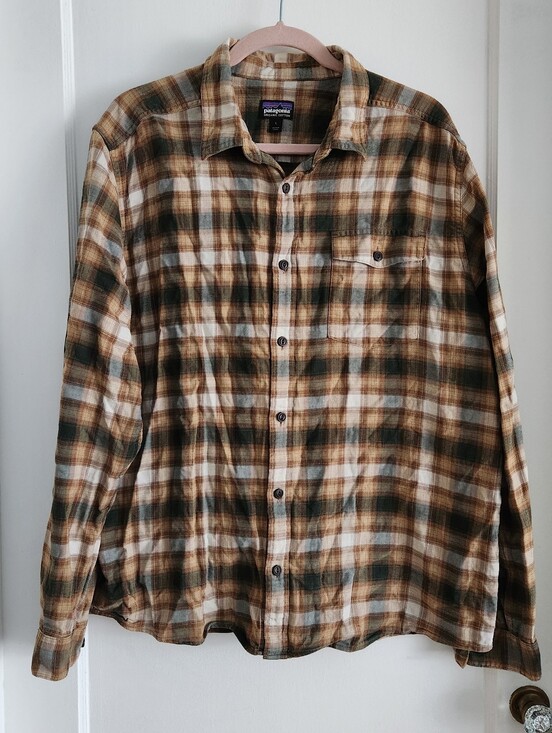 Patagonia Tops - Brown And Grey Plaid Flannel Button Up Patagonia Size Large
